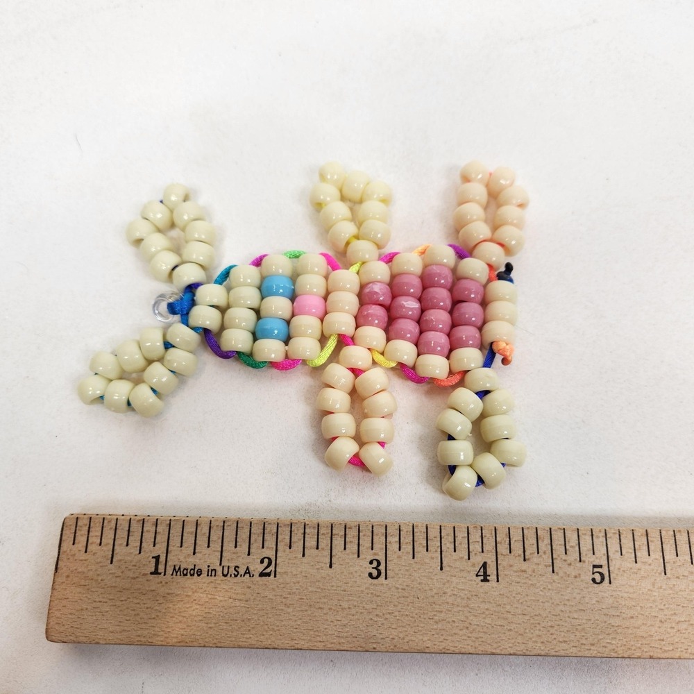 Handmade Beaded Small Bunny Rabbit Charms Lot Of 3 Multicolor Easter Decor - Picture 8 of 11